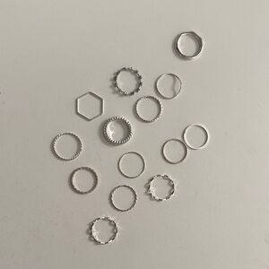 Silver Stacking Rings Set